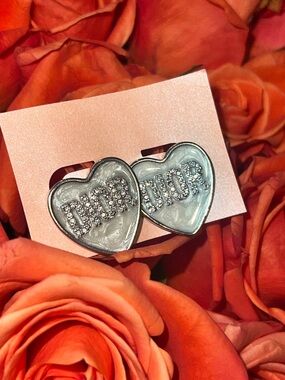 Silver Heart Crystal 'Dior’ Earrings - Silver